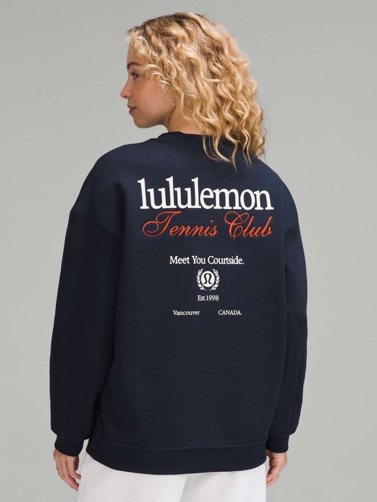 lululemon athletica Tops - Lululemon Heavyweight Fleece Pullover *Tennis Club
True Navy/White/Firecracker
